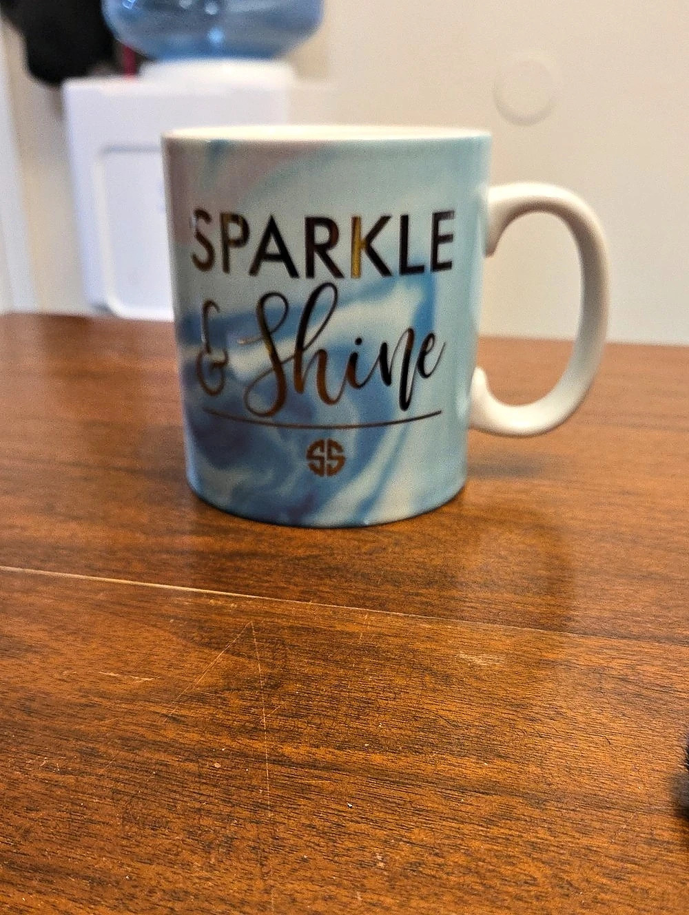 Simply Southern Sparkle & Shine Marble Coffee Mug Blue & White